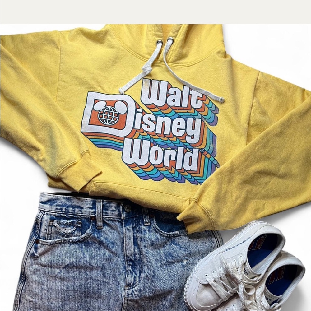 Disney Cream Hoodie with Blue Logo